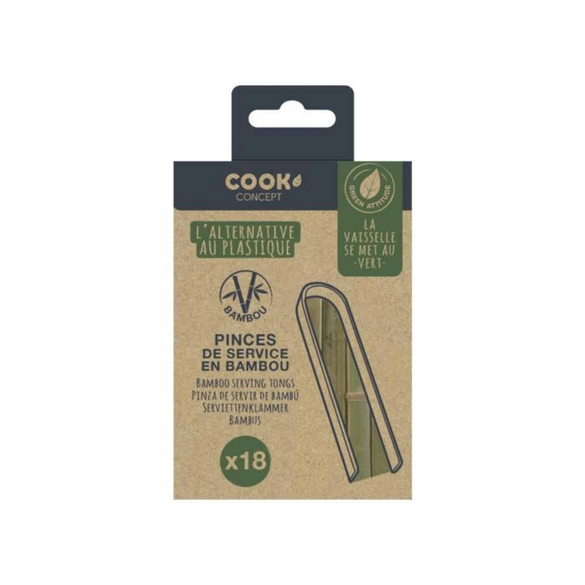 Paris Prix Lot de 18 Pinces de Service  Ecolo  10cm Naturel