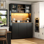 Voir la diapositive 4 : MERAX Buffet de cuisine 5 portes - 120 cm noir led mdf