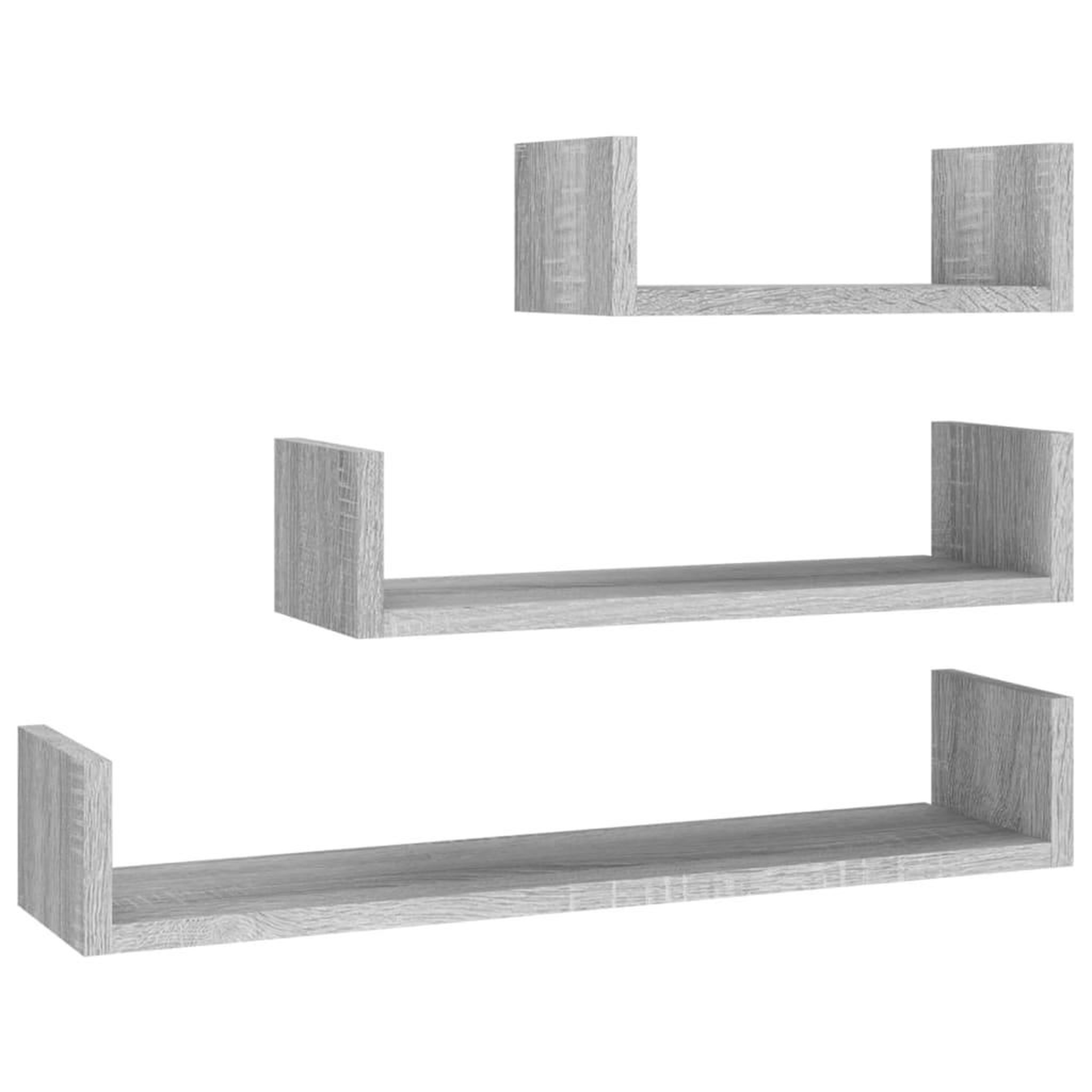 Voir la diapositive 2 : VIDAXL Etageres murales d'affichage 3pcs Sonoma gris Bois d'ingenierie
