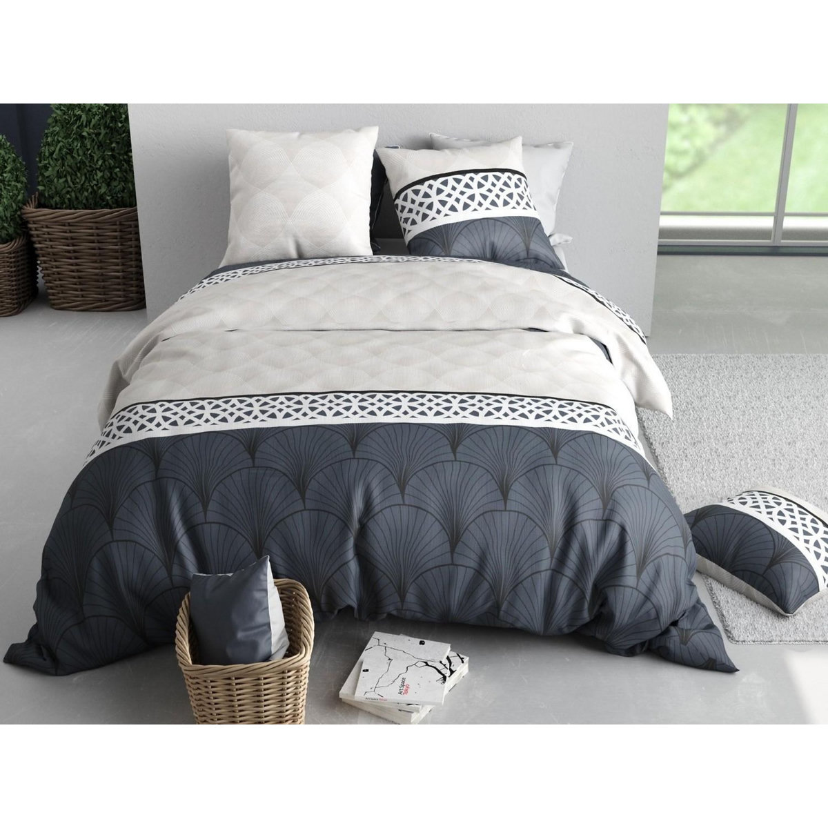 ATELIER DU COTON Parure Housse De Couette 100% Coton 57fils Arcadia