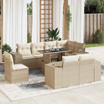 VIDAXL Salon de jardin avec coussins 9 pcs beige resine tressee