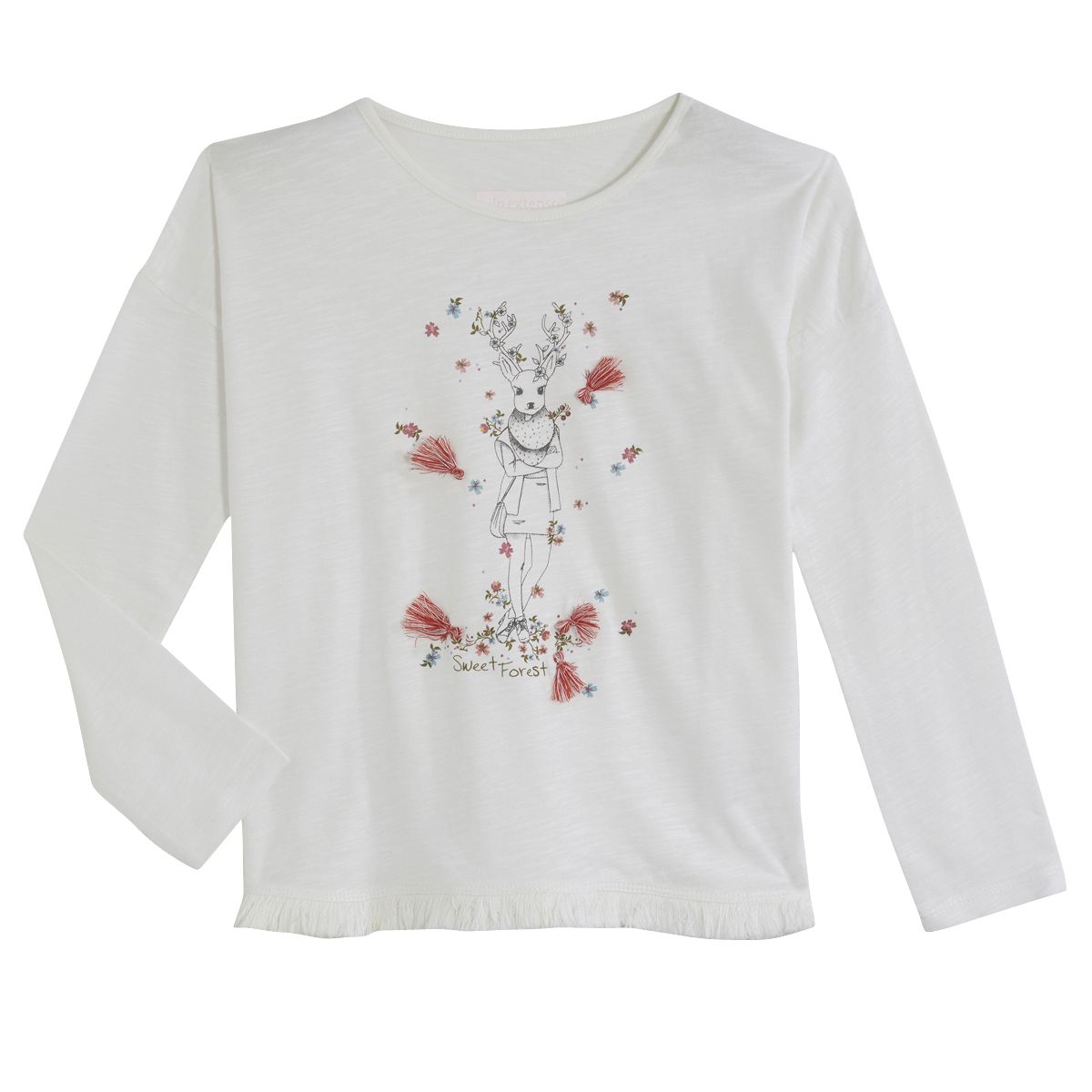 IN EXTENSO Tee-shirt manches longues frangé fille