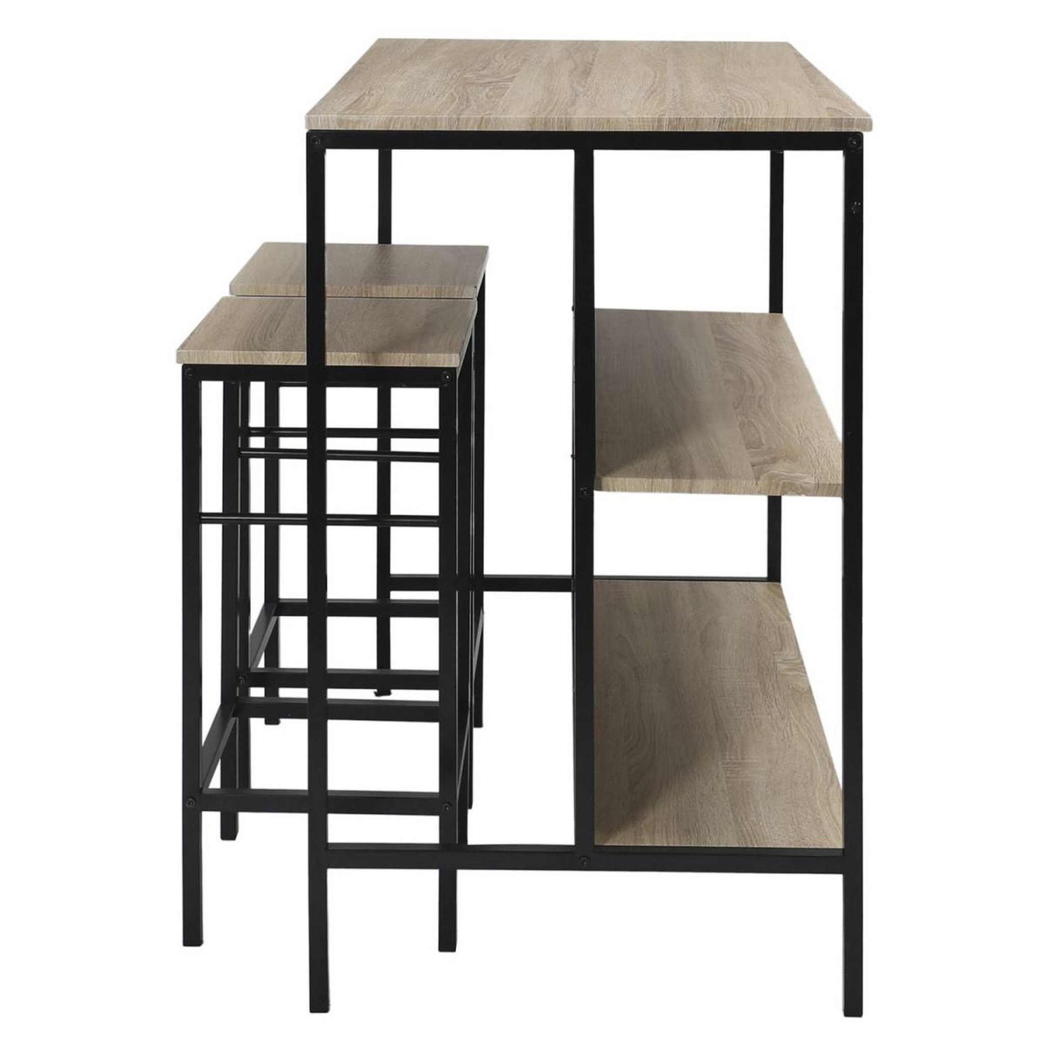 Voir la diapositive 4 : The Home Deco Factory Ilot de cuisine & 2 tabourets  loka  100cm noir