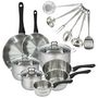 Voir la diapositive 1 : Fackelmann Set 2 poêles 20 28 cm 3 casseroles 12 16 20 cm, 3 faitouts 16, 20 et 24 cm en inox et 6 ustensiles inox Fackelmann Geneva