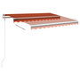 Voir la diapositive 3 : VIDAXL Auvent automatique capteur de vent/LED 350x250 cm Orange/marron