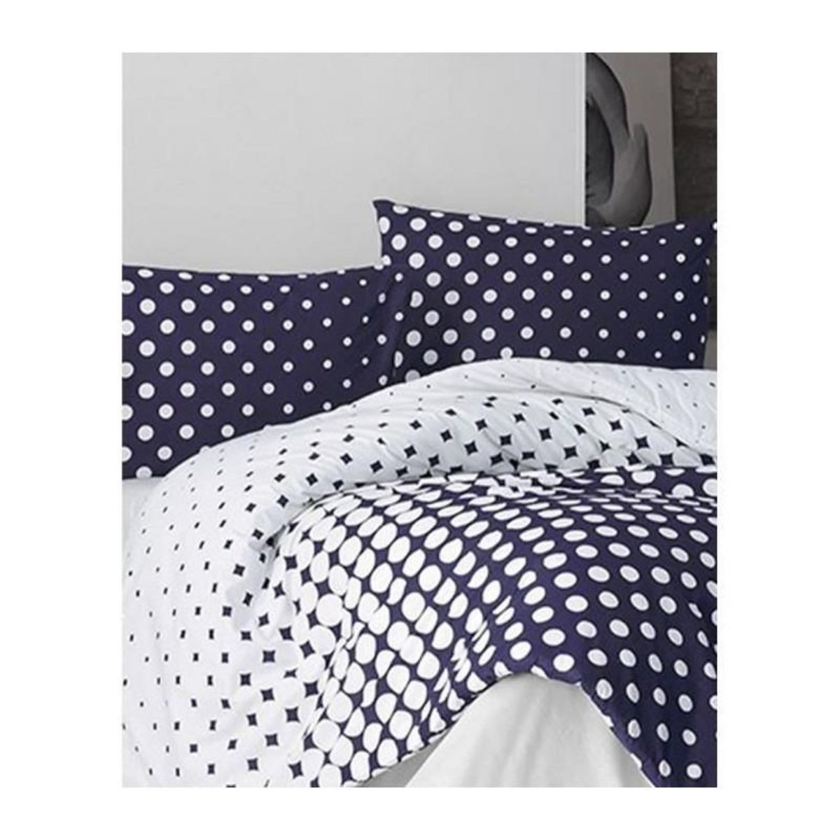 GENERIQUE Parure de lit - 1 housse de couette 220 x 240 cm + 2 taies d'oreiller 60 x 60 cm - 100% coton renforcé - Bleu