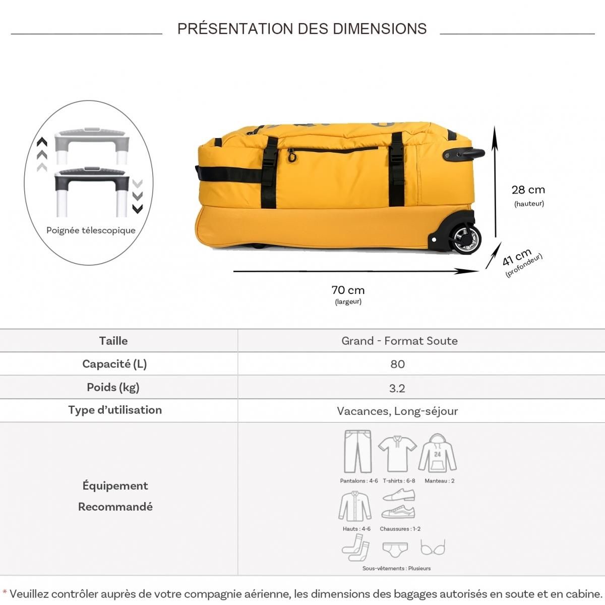 Cactus Sac de voyage avec roulettes 80L  70cm