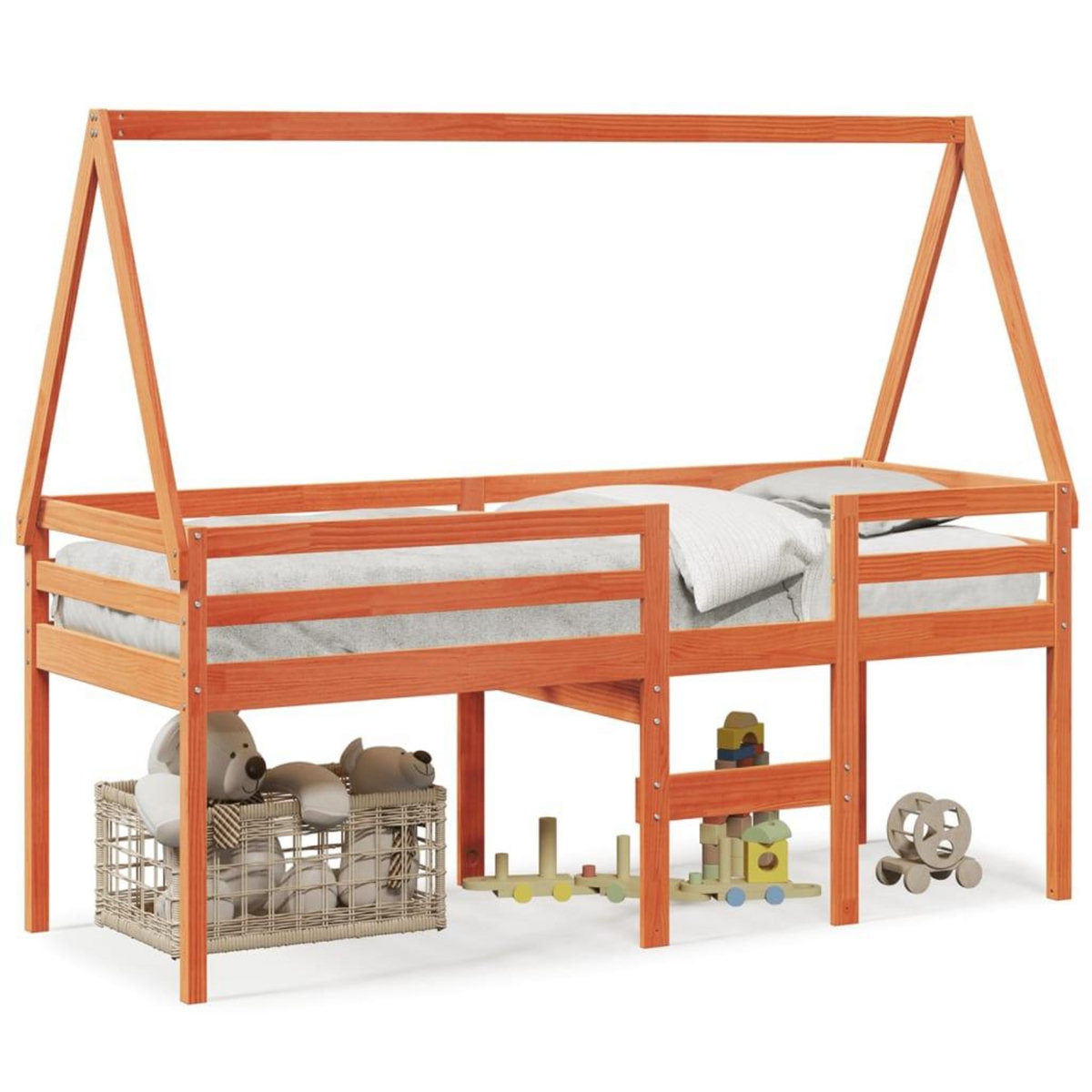 VIDAXL Lit haut sans matelas cire marron 90x190 cm bois de pin massif