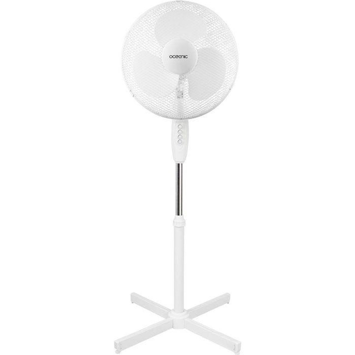 OCEANIC Ventilateur de pied OCEANIC - 45W - Diametre 41 cm - 3 vitesses - Oscillant - Inclinable - Blanc