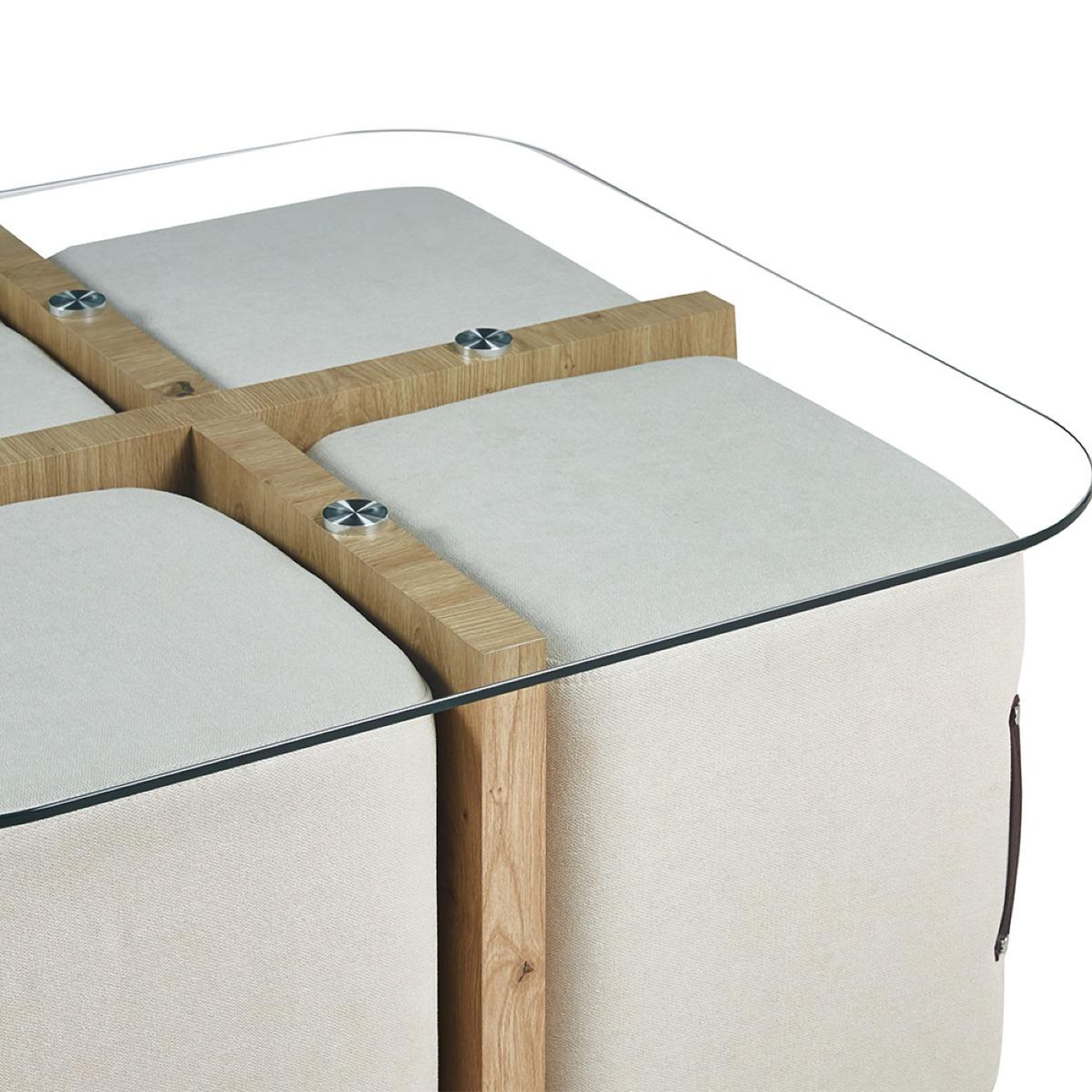 Voir la diapositive 5 : JLC KREATION Table basse en bois et en verre avec poufs nash