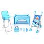 Voir la diapositive 1 : One Two Fun Mon kit d'accessoires pour bébé avec poupon 30 cm - bleu