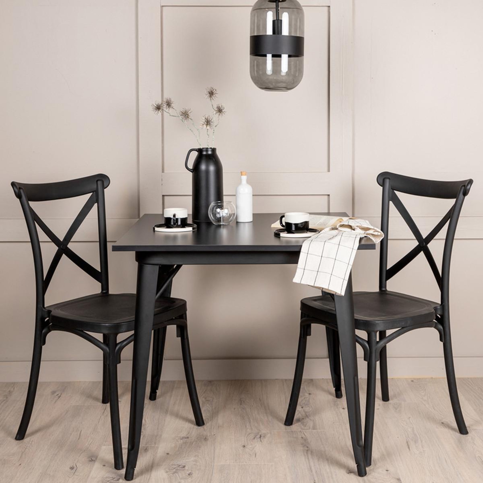 Voir la diapositive 5 : Paris Prix Ensemble table à manger & 2 chaises  tempe & crossett  80cm noir