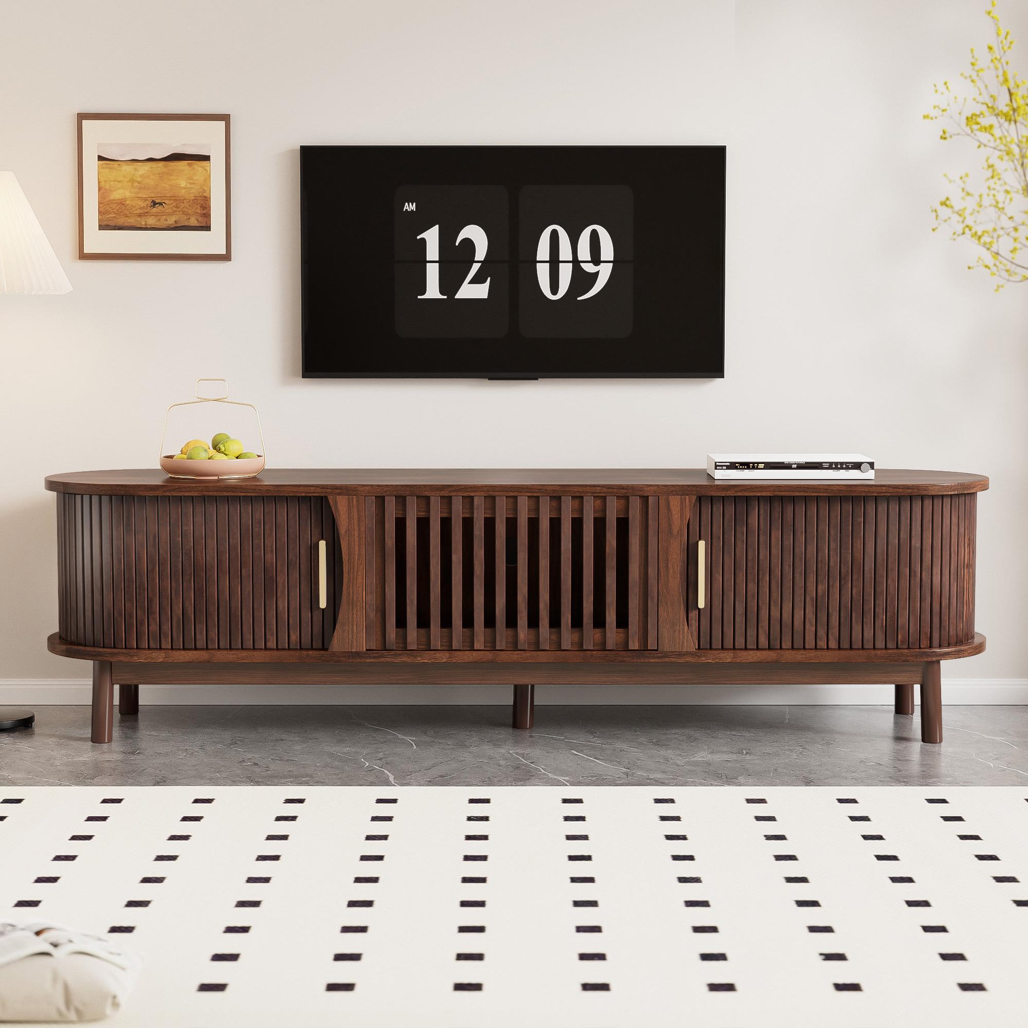 Voir la diapositive 2 : MERAX Meuble tv marron 165cm mdf