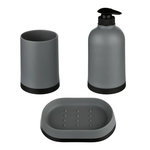 B BASIC & CO Set de 3 Accessoires de Salle de Bain  Strip  12cm Gris