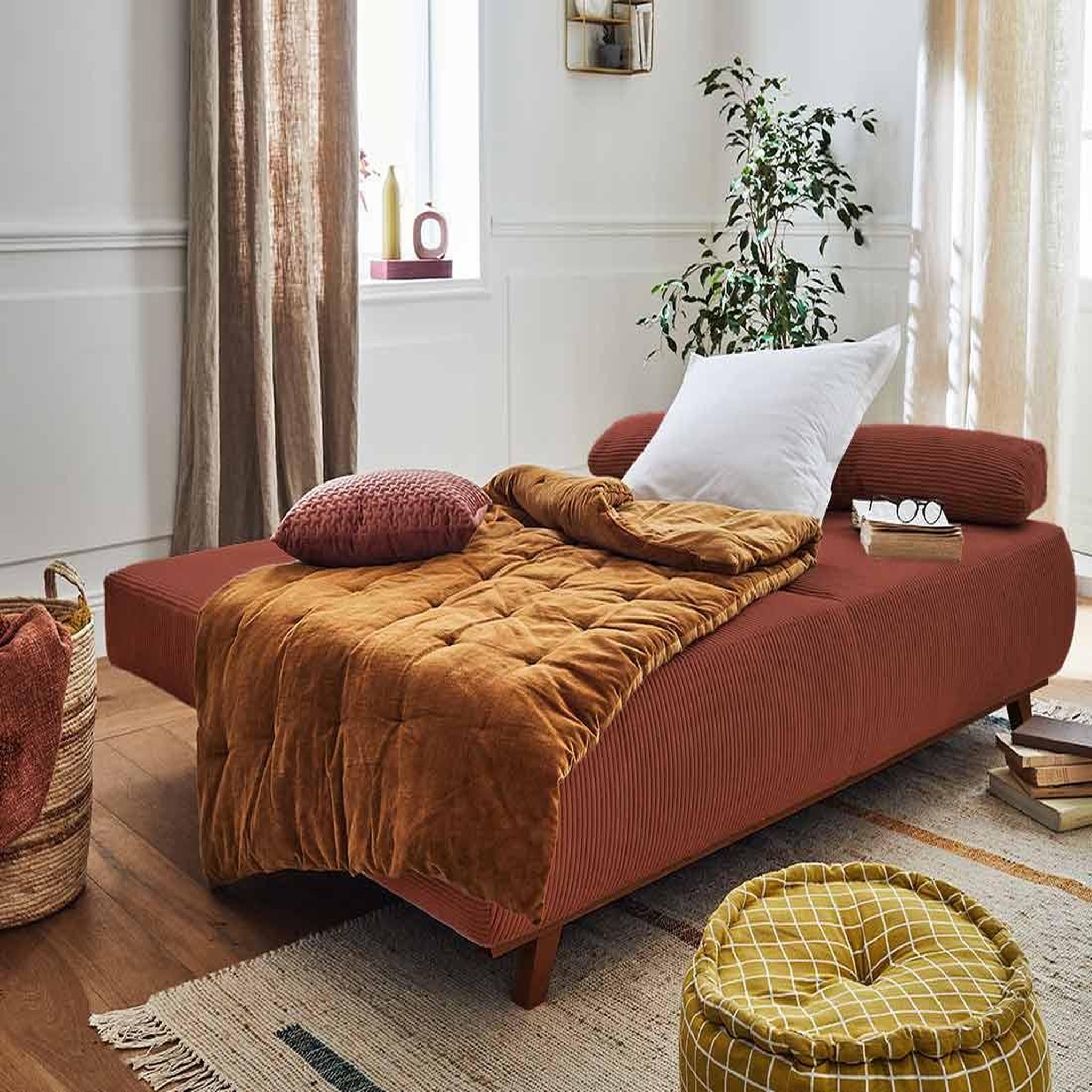 Voir la diapositive 2 : BEST MOBILIER Cristal - canapé 3 places - convertible avec coffre - en velours côtelé
