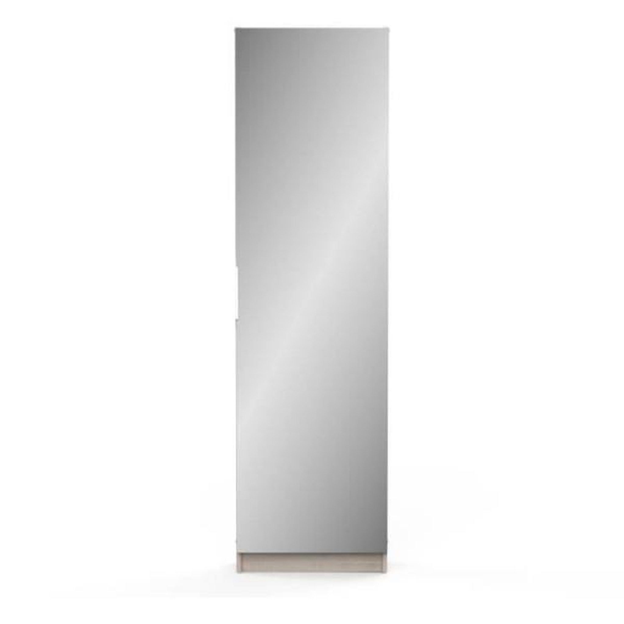 Voir la diapositive 4 : Demeyere Armoire a chaussures ZAPATERO - 12 Paires - Décor Chene et Noir - 1 porte avec miroir - L50 x P18 x H200 cm - CBA MEUBLES