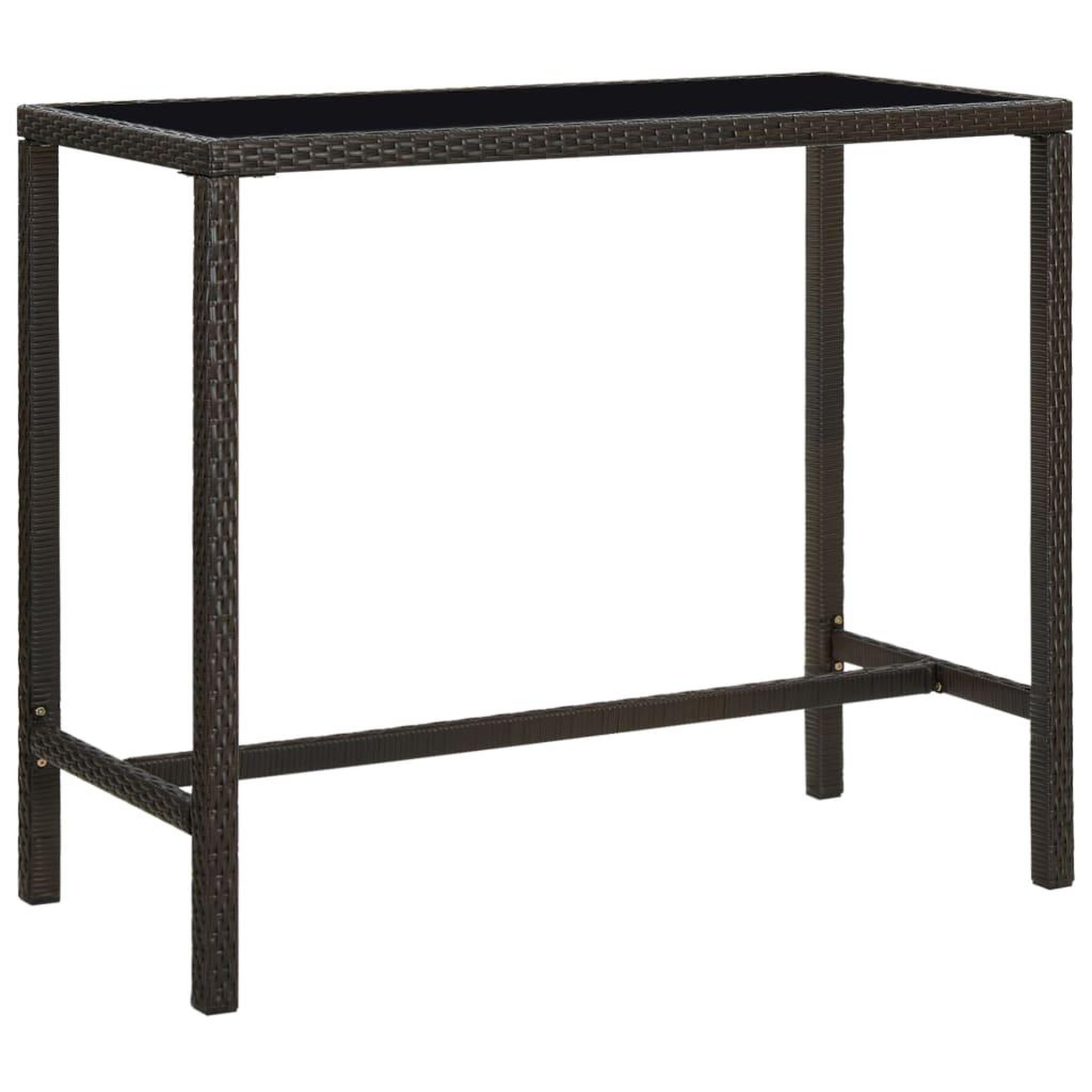 Voir la diapositive 1 : VIDAXL Table de bar de jardin Marron 130x60x110cm Resine tressee verre