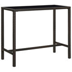 VIDAXL Table de bar de jardin Marron 130x60x110cm Resine tressee verre