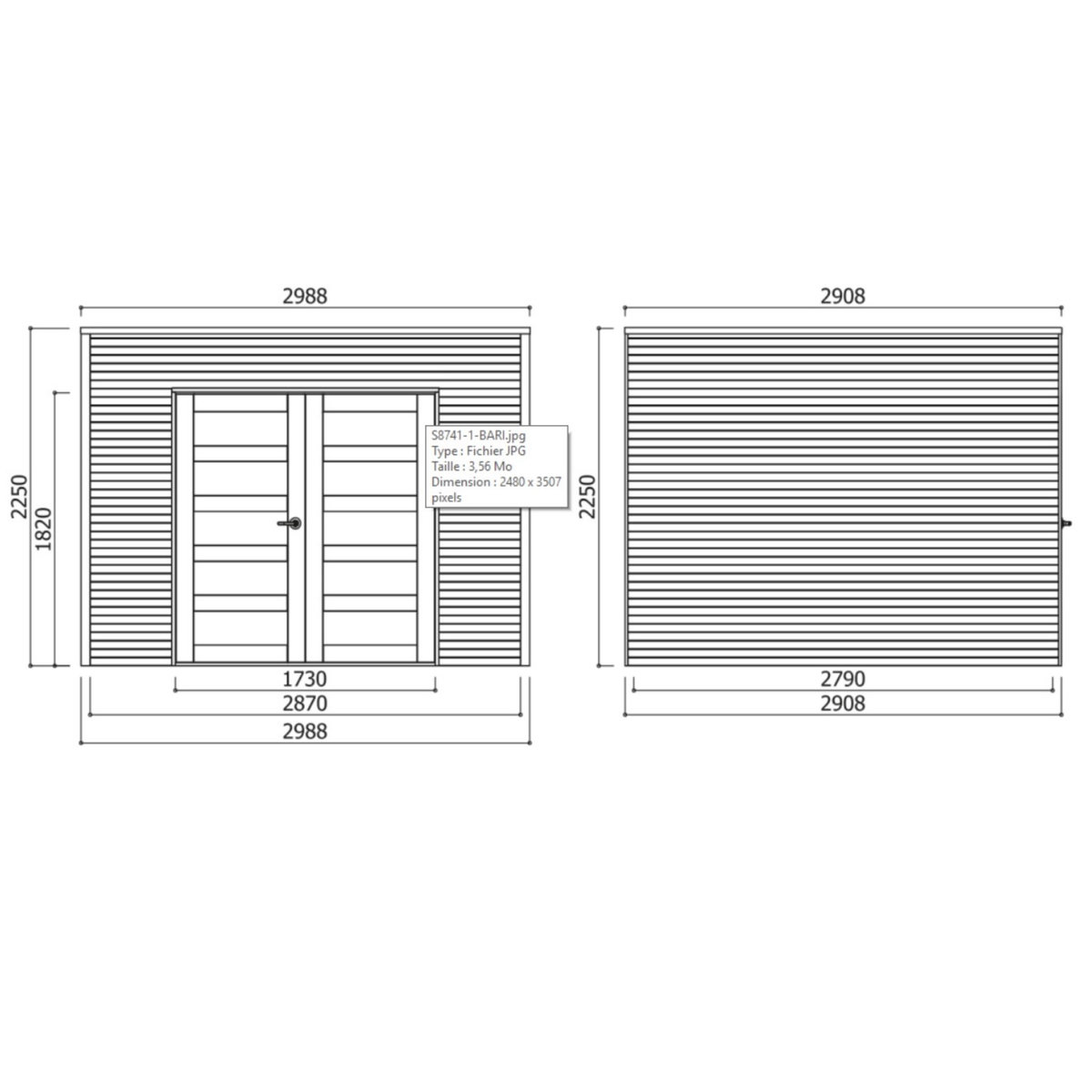 SOLID SUPERIA Abri de jardin bois - Autoclavé- 8m² - Bari