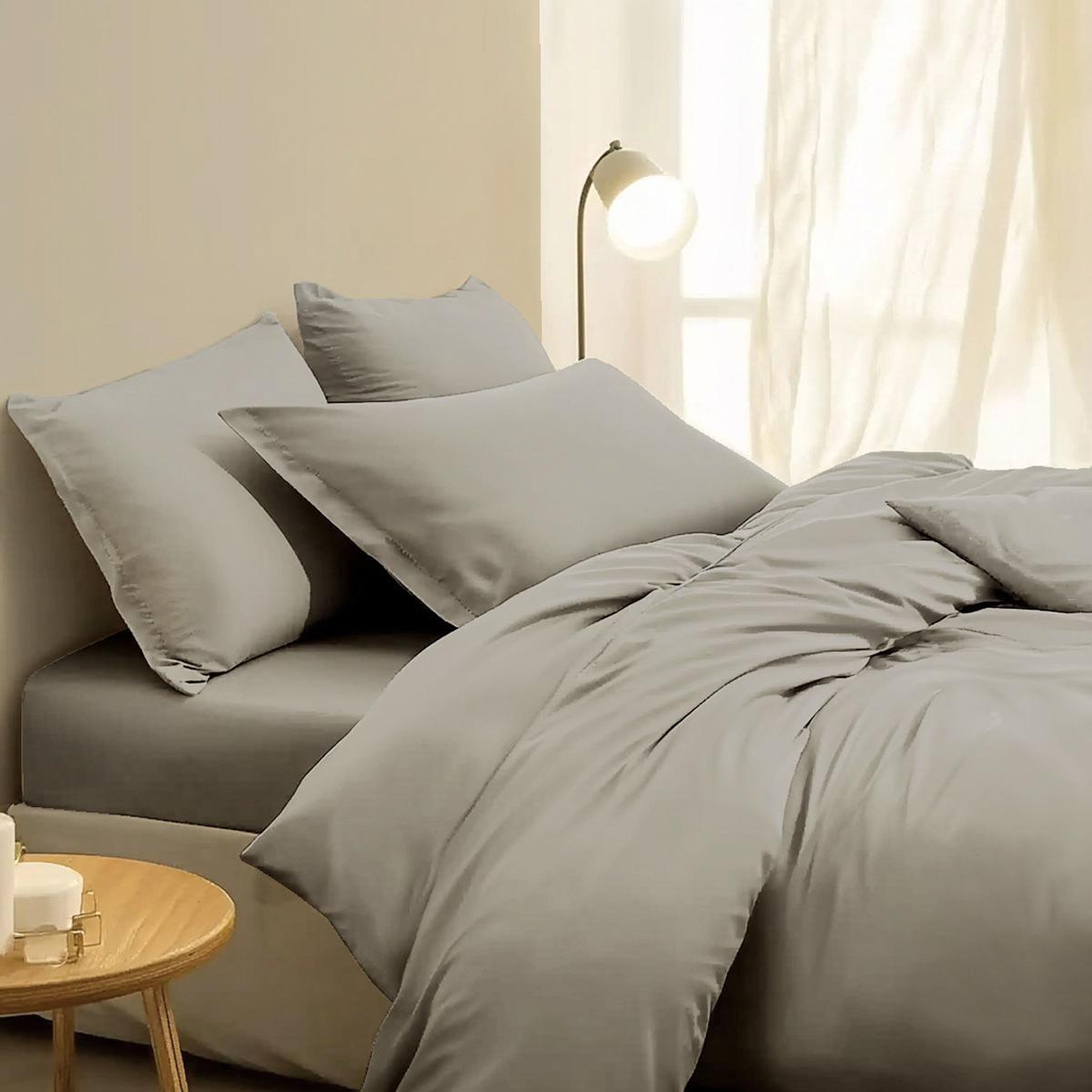 Voir la diapositive 2 : DODO Drap housse coton antibactérien taupe