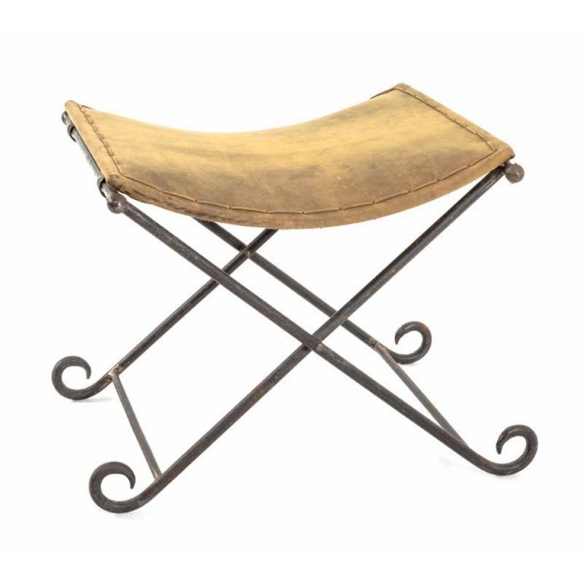 Paris Prix Tabouret Pliable en Cuir  Rodéo  58cm Marron