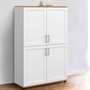 Voir la diapositive 2 : ID MARKET Buffet haut H. 125 cm VITO 4 portes blanc et bois