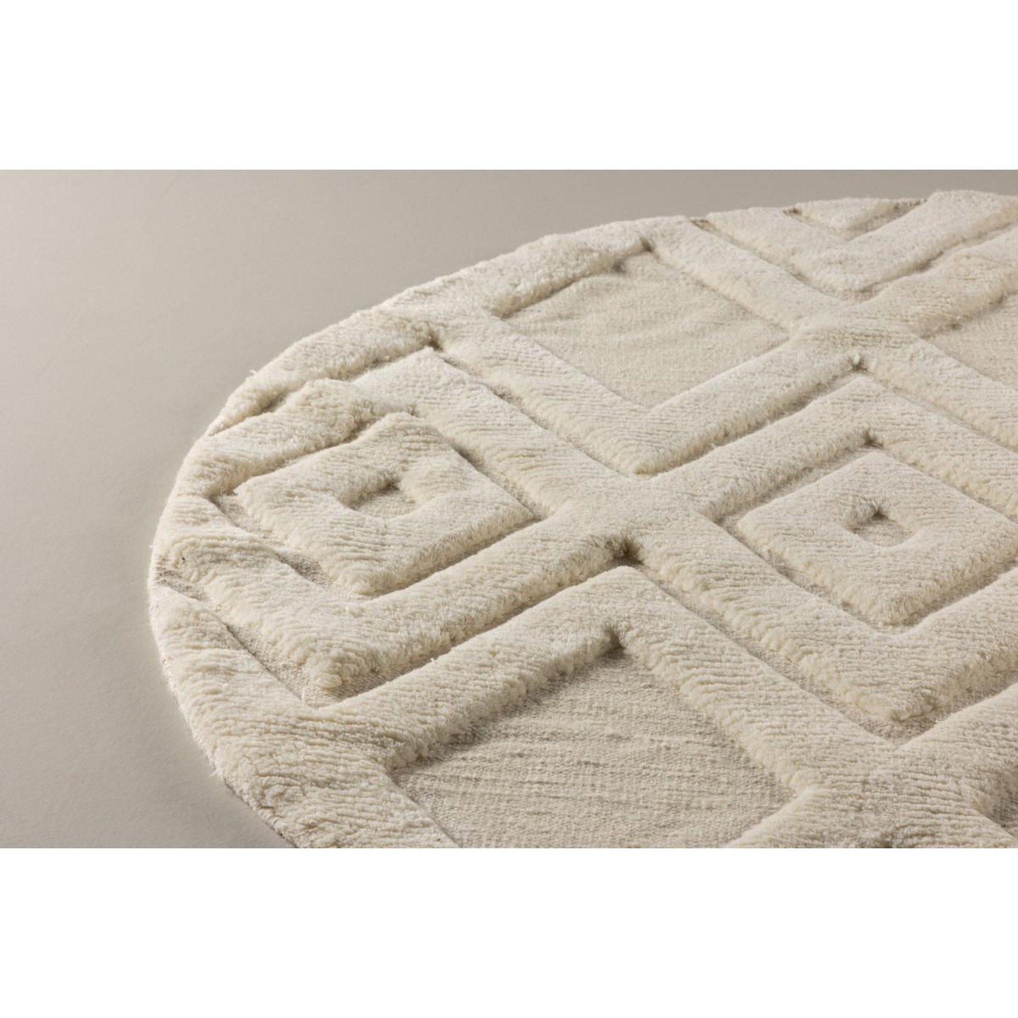 Voir la diapositive 4 : Paris Prix Tapis déco rond en laine  dahlia  200cm blanc