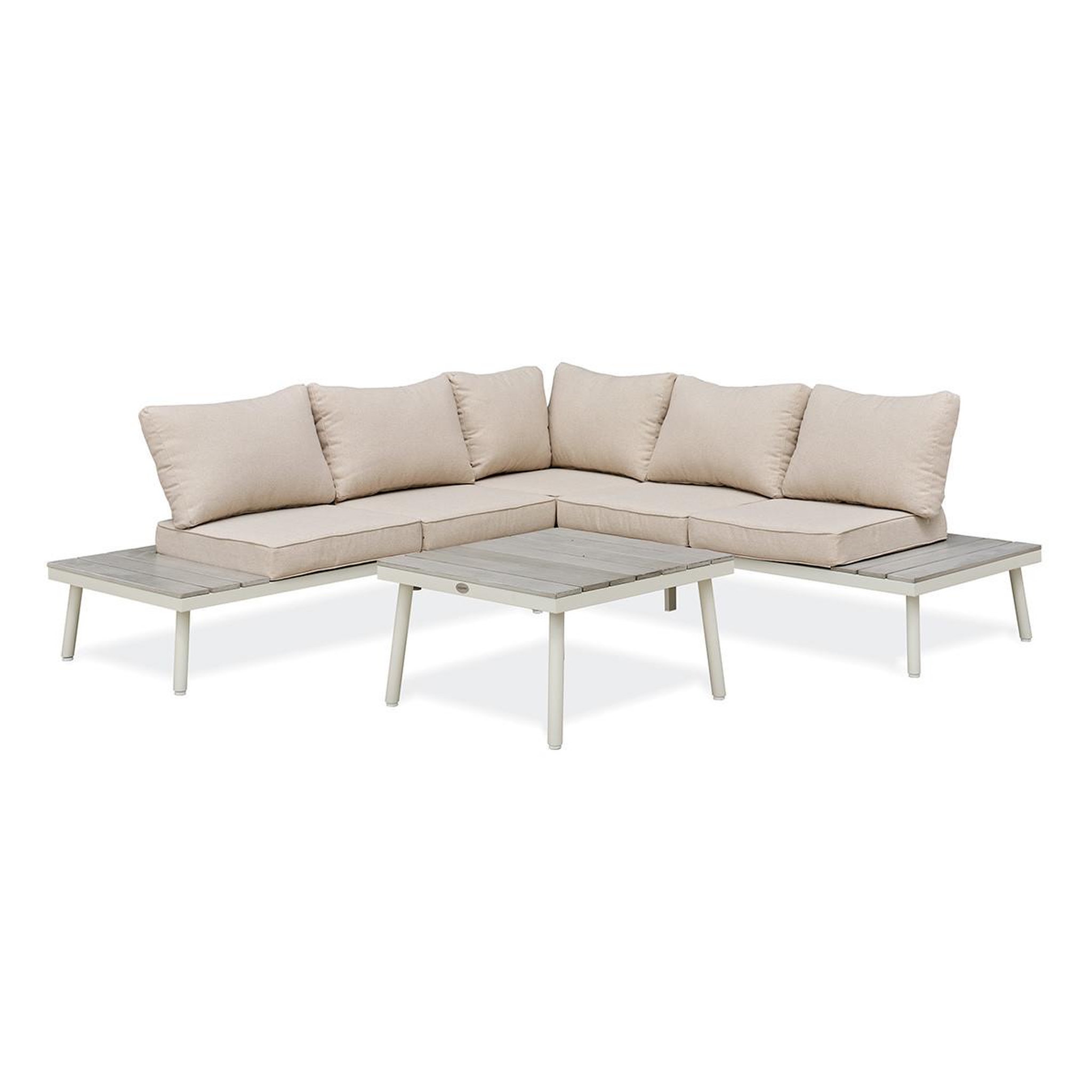 DCB GARDEN Salon d'Angle de Jardin 6 Places  Osaka  225cm Blanc
