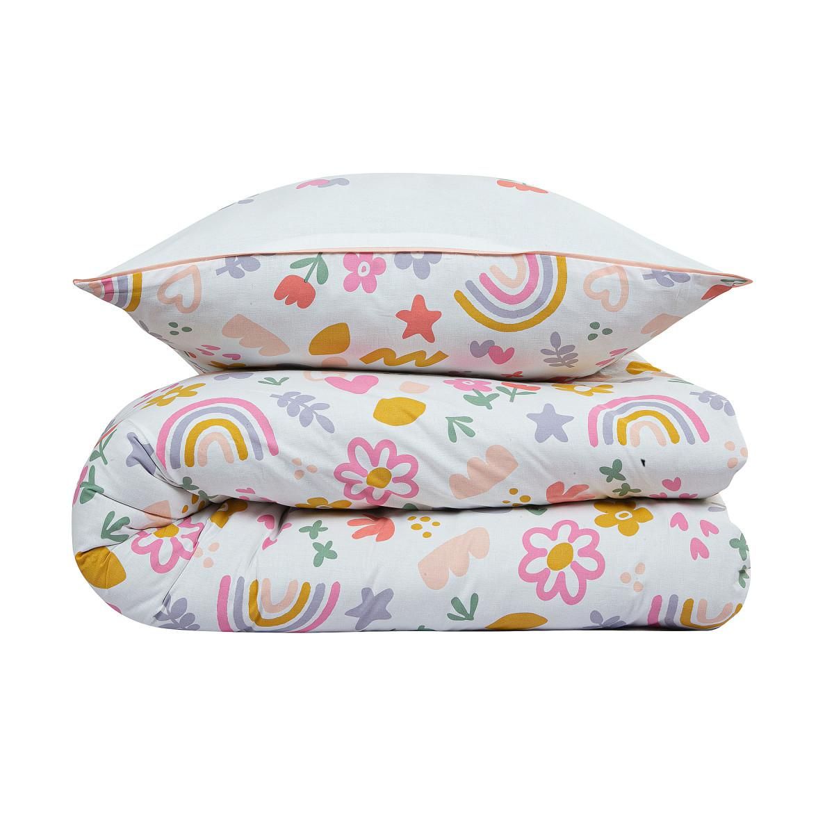 FUTURE HOME Parure de lit enfant arc-en-ciel réversible 140x200cm