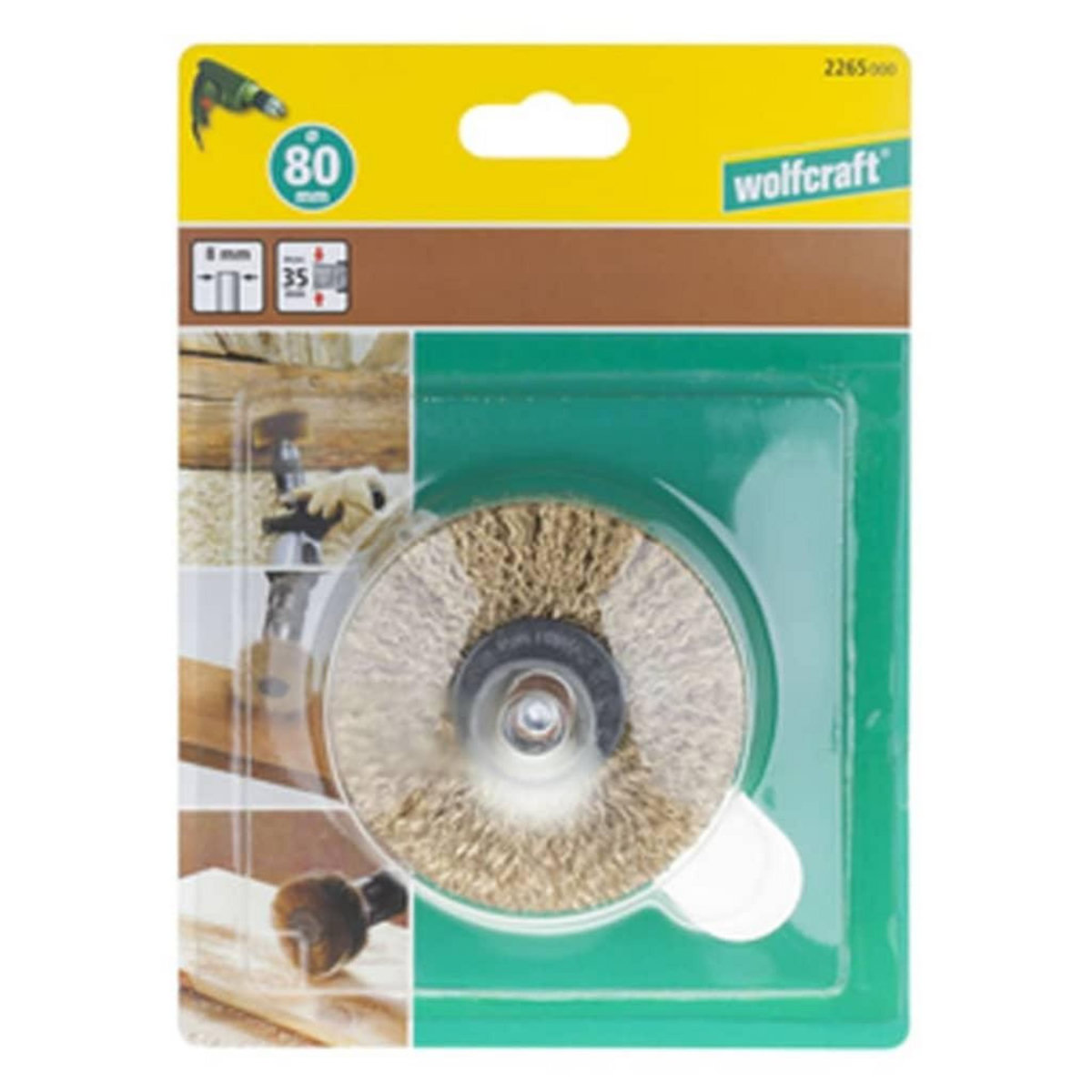 WOLFCRAFT wolfcraft Brosse a grain de bois 80 mm Jaune