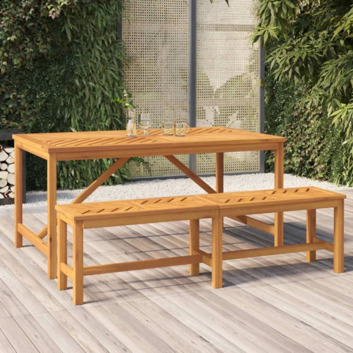 VIDAXL Table à manger de jardin 150x90x74 cm bois d acacia solide