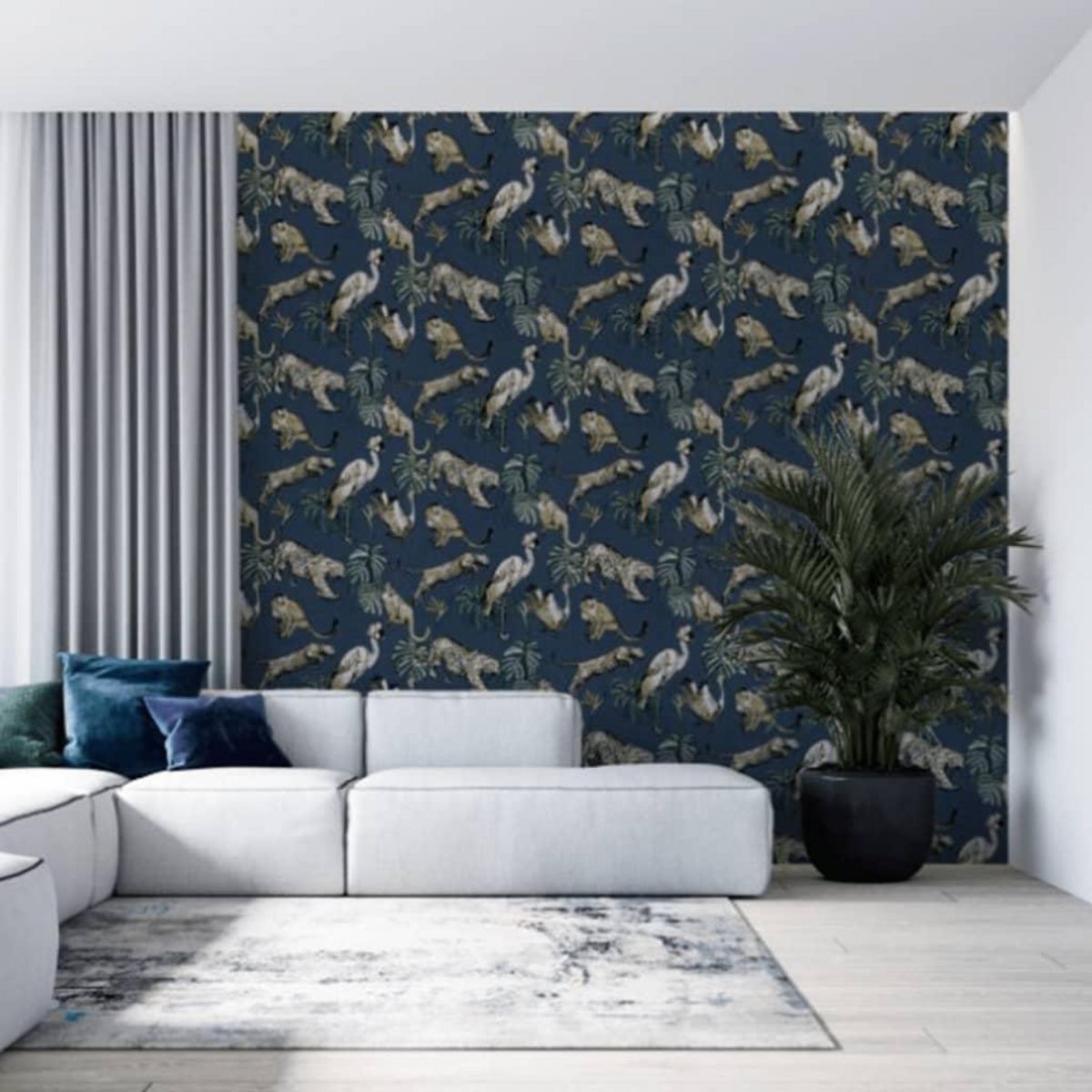 Noordwand Noordwand Papier peint Zero Exotic Animals Bleu