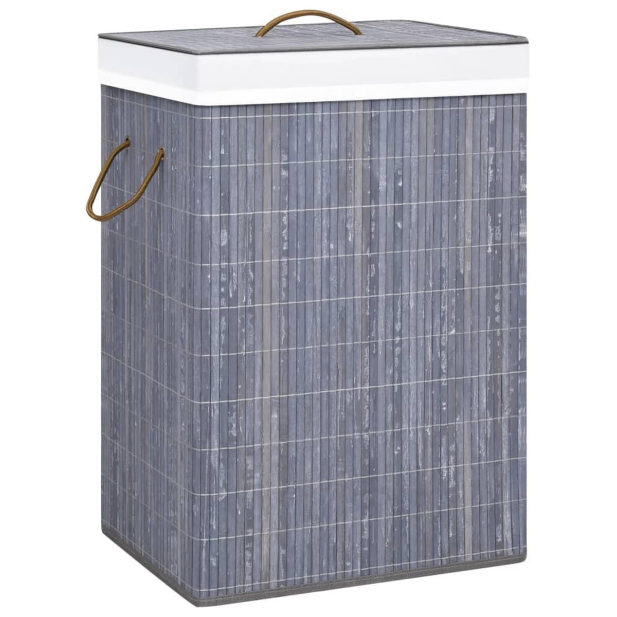 VIDAXL Panier a linge avec une seule section bambou gris