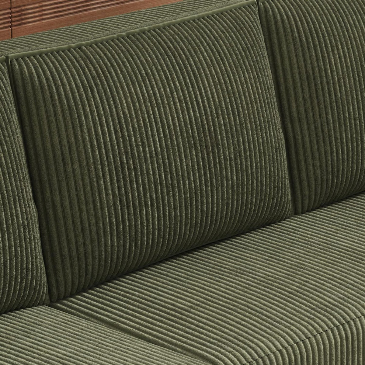 CONCEPT USINE Canapé panoramique convertible 6 places avec coffre en velours côtelé vert SALISBURY