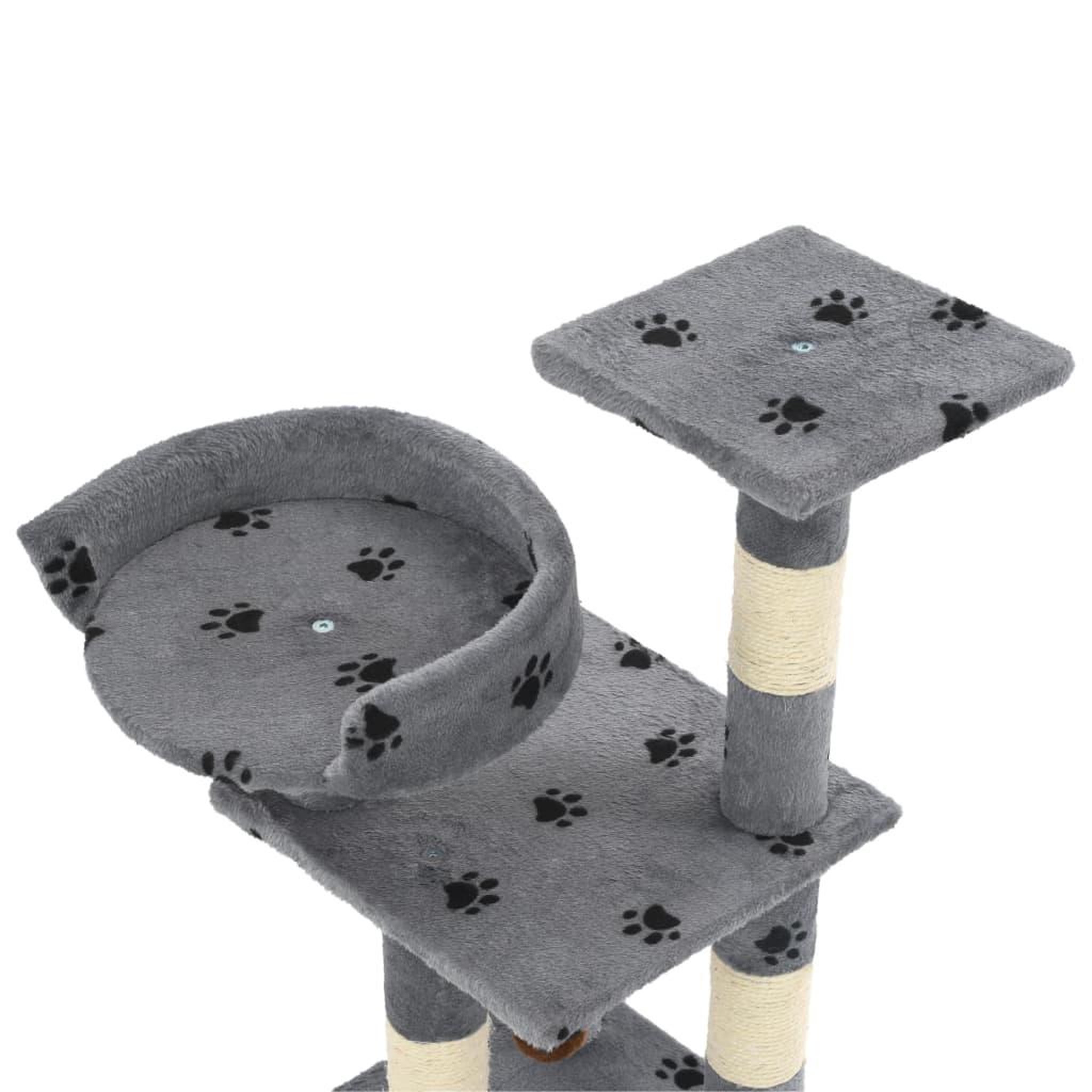 Voir la diapositive 4 : VIDAXL Arbre a chat et griffoir Sisal 65 cm Empreintes de pattes Gris