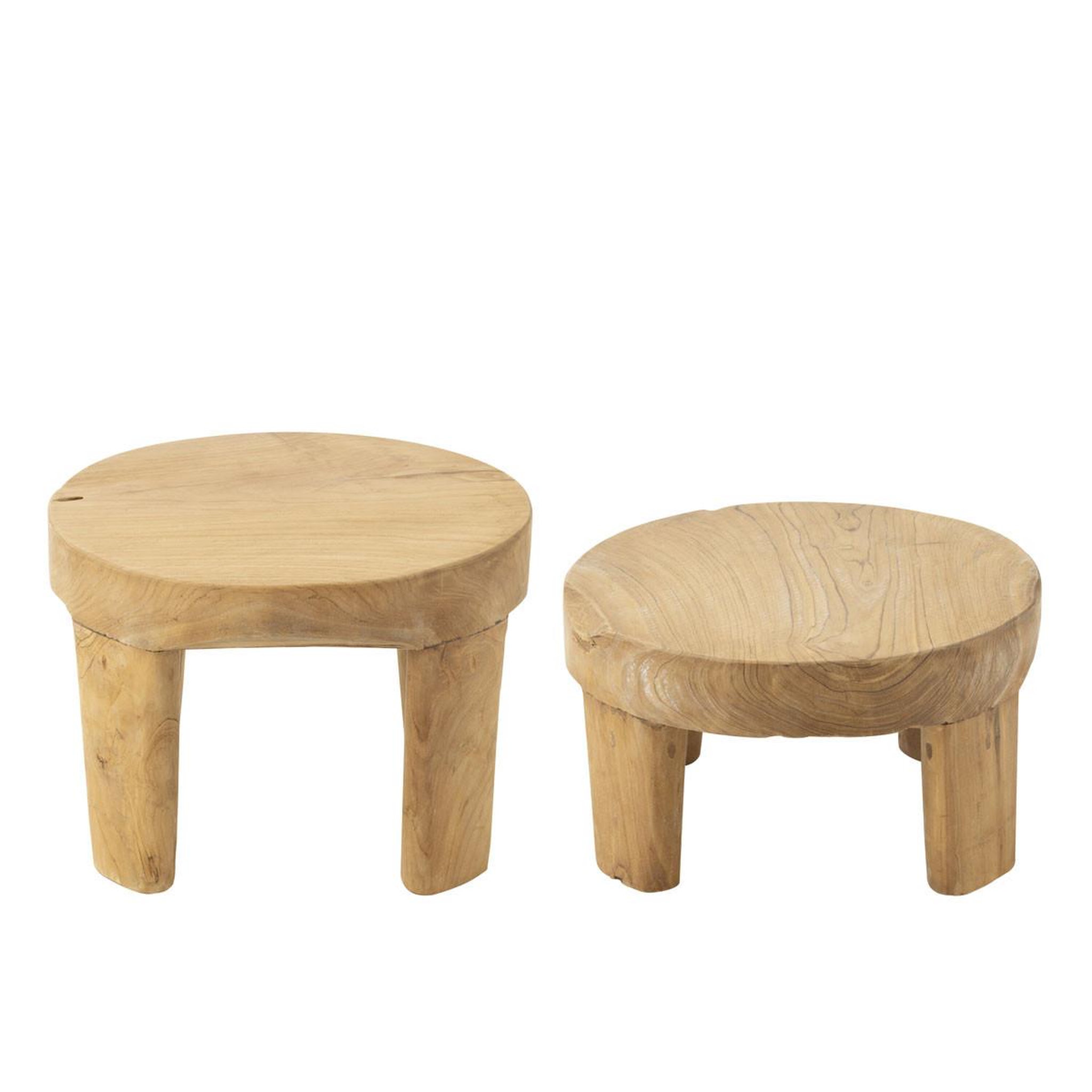 Voir la diapositive 3 : J-LINE Lot de 2 Tables Basses  Tek  50cm Naturel