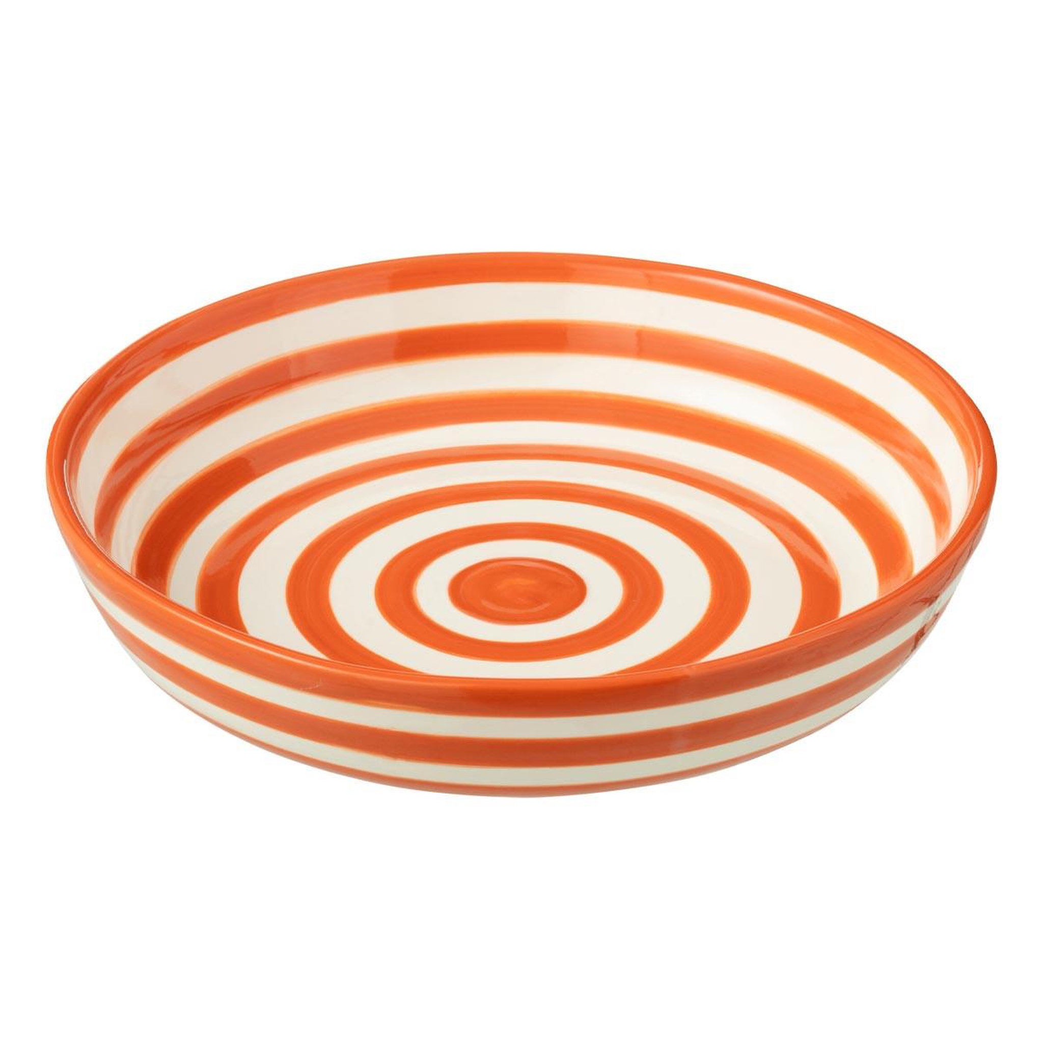 J-LINE Coupelle basse en céramique  granada rayure  25cm orange