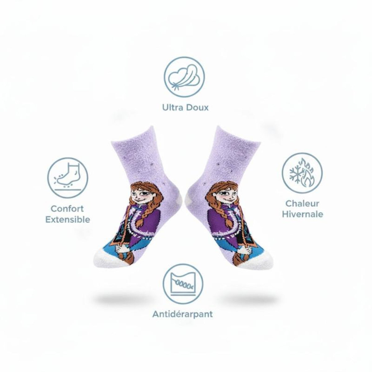 DISNEY Pack de Chaussettes Antidérapantes Enfant DISNEY FROZEN-LA REINE DES NEIGES (Lot de 4)