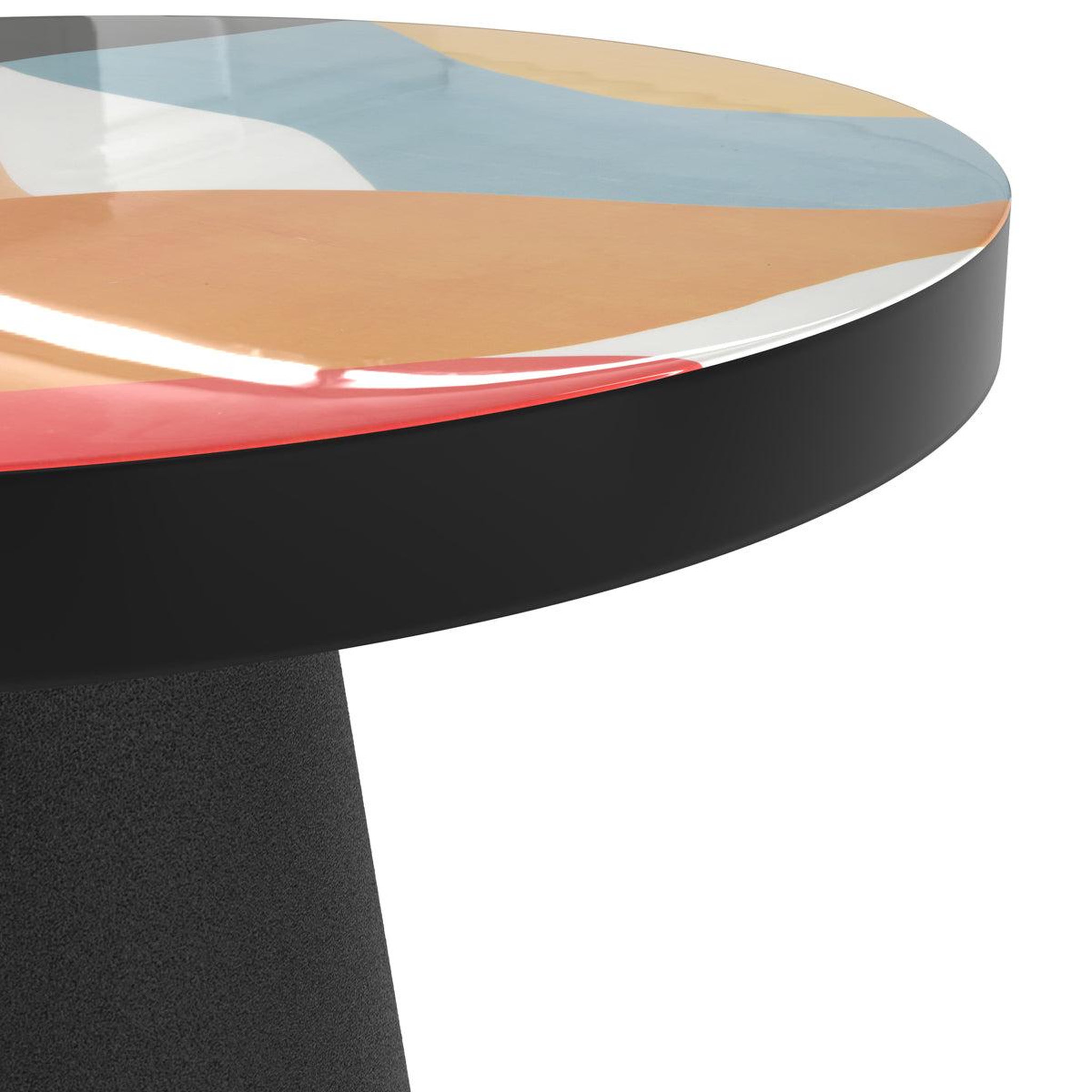 Voir la diapositive 3 : MAISON PAVANE Table d'appoint ronde en métal noir et multicolore d40,5 cm-cheyenne