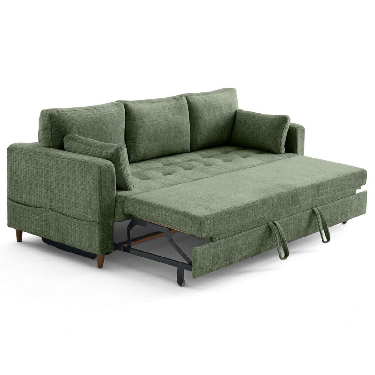 LISA DESIGN Anna - canapé droit 3 places convertible avec poche en velours texturé