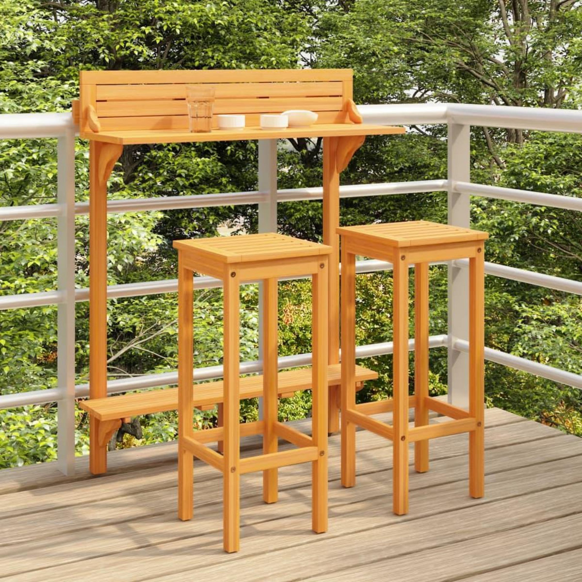 VIDAXL Ensemble de bar de balcon 3 pcs Bois d'acacia solide