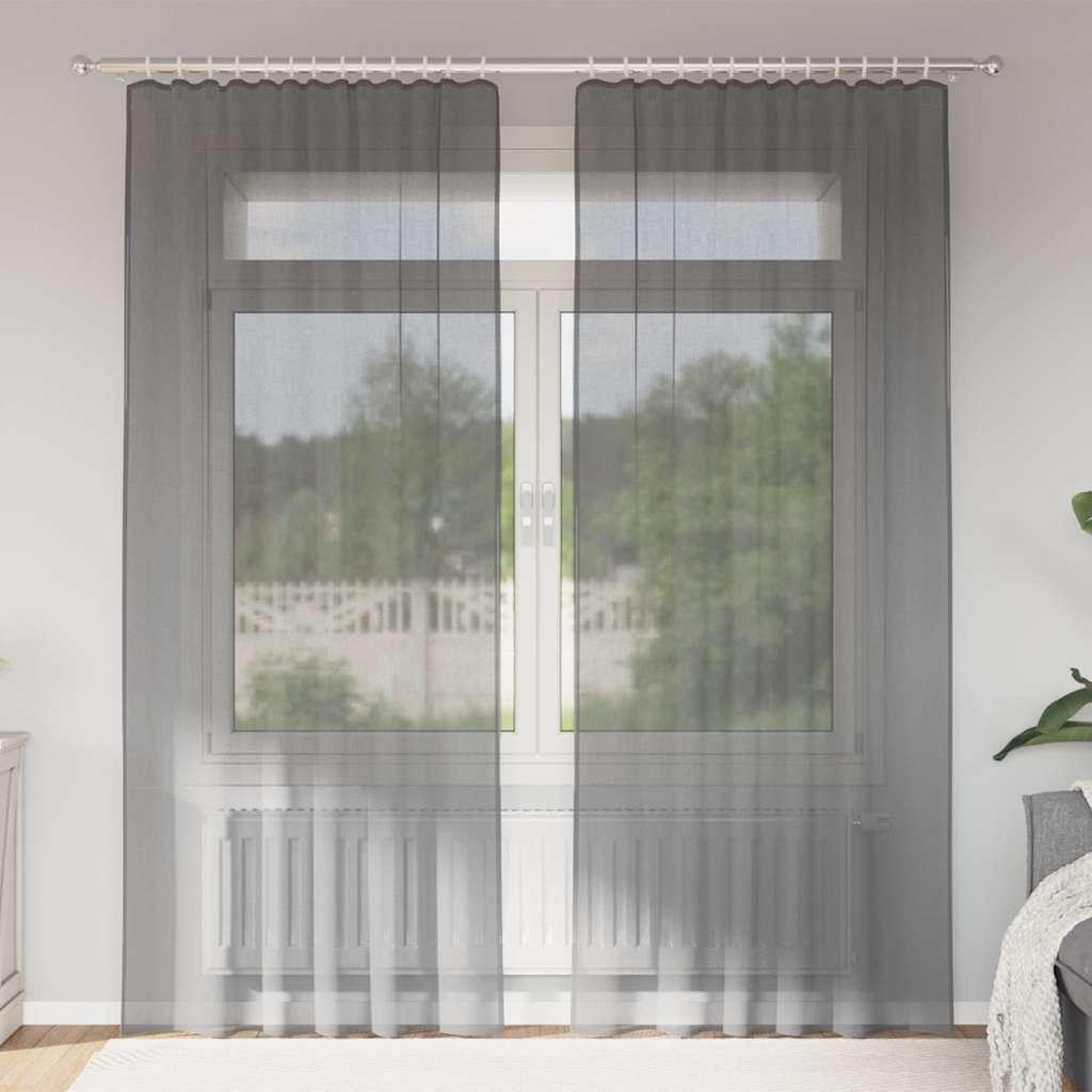 VIDAXL Rideaux en voile avec boucles 2 pcs gris fonce 140x225 cm