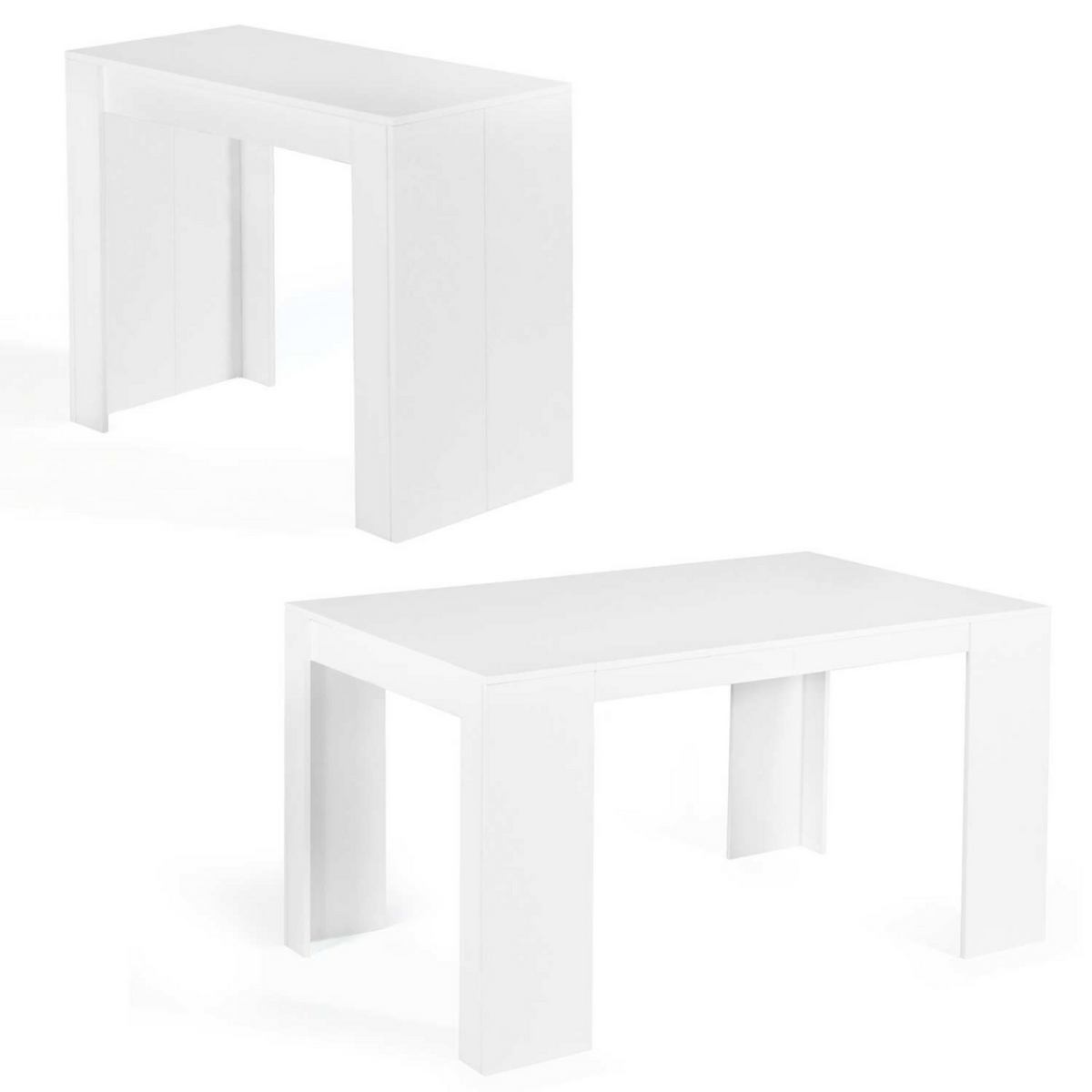 ID MARKET Table console extensible ORLANDO 6 personnes 140 cm bois blanc
