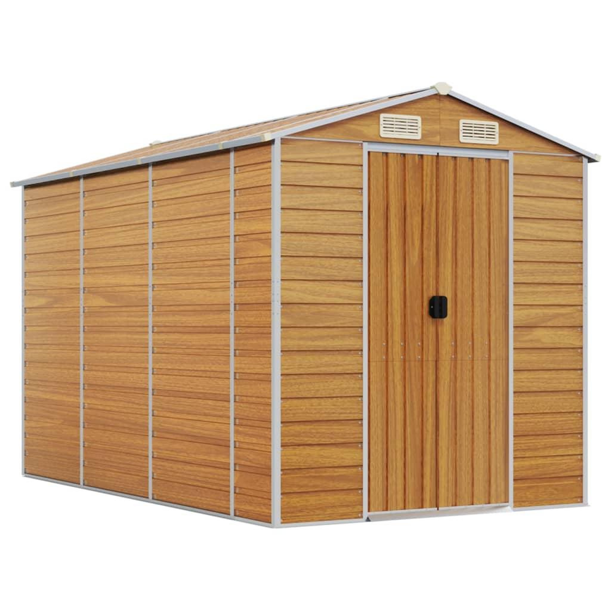 Voir la diapositive 2 : VIDAXL Abri de jardin marron clair 191x300x198 cm acier galvanise