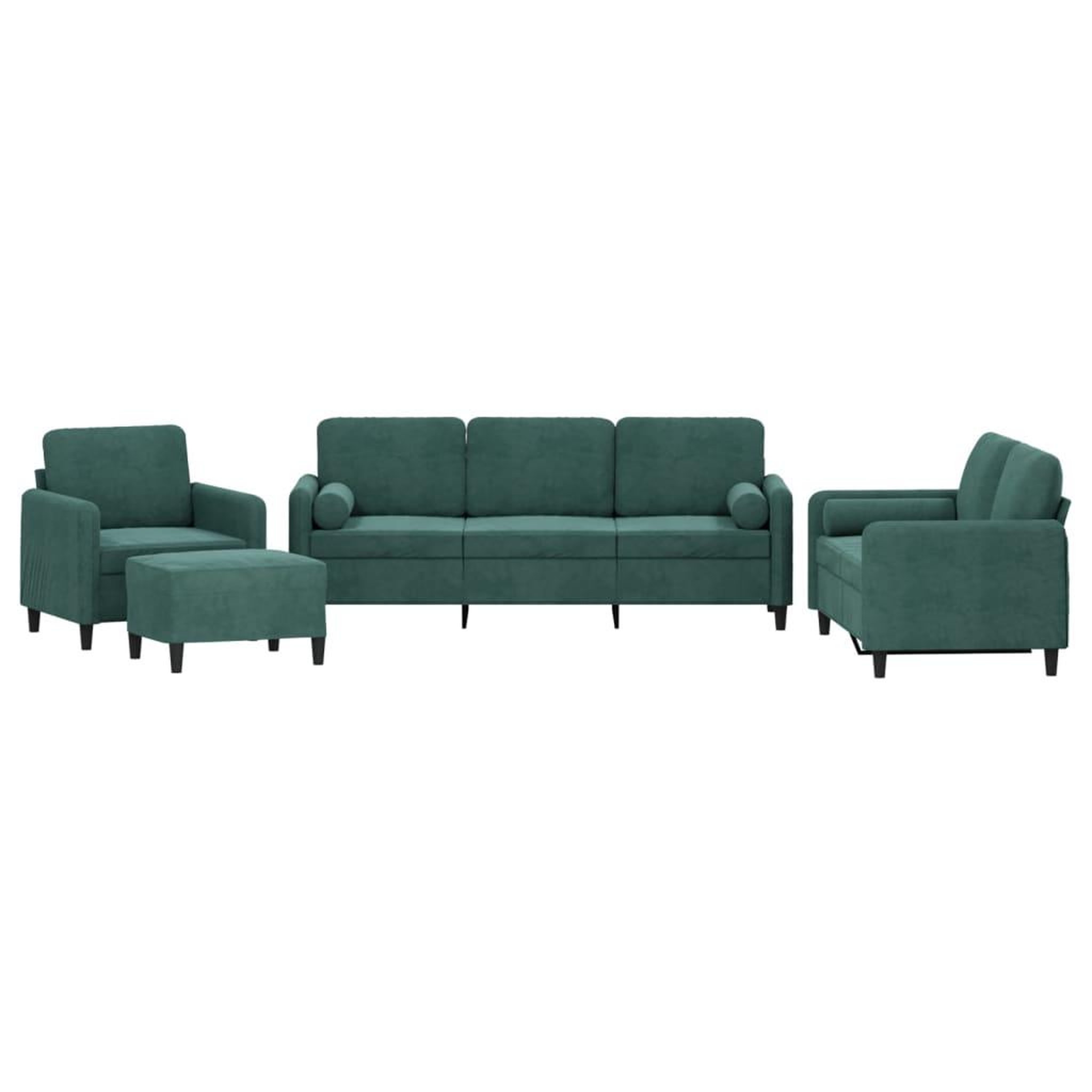 Voir la diapositive 2 : VIDAXL Ensemble de canapes 4 pcs avec coussins vert fonce velours