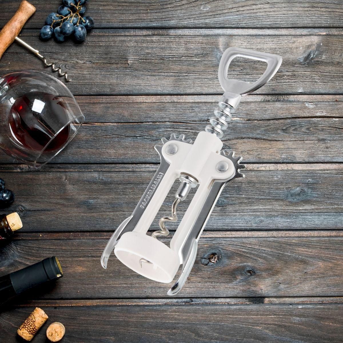 Fackelmann Tire-bouchon à levier blanc avec décapsuleur Fackelmann Bar Concept