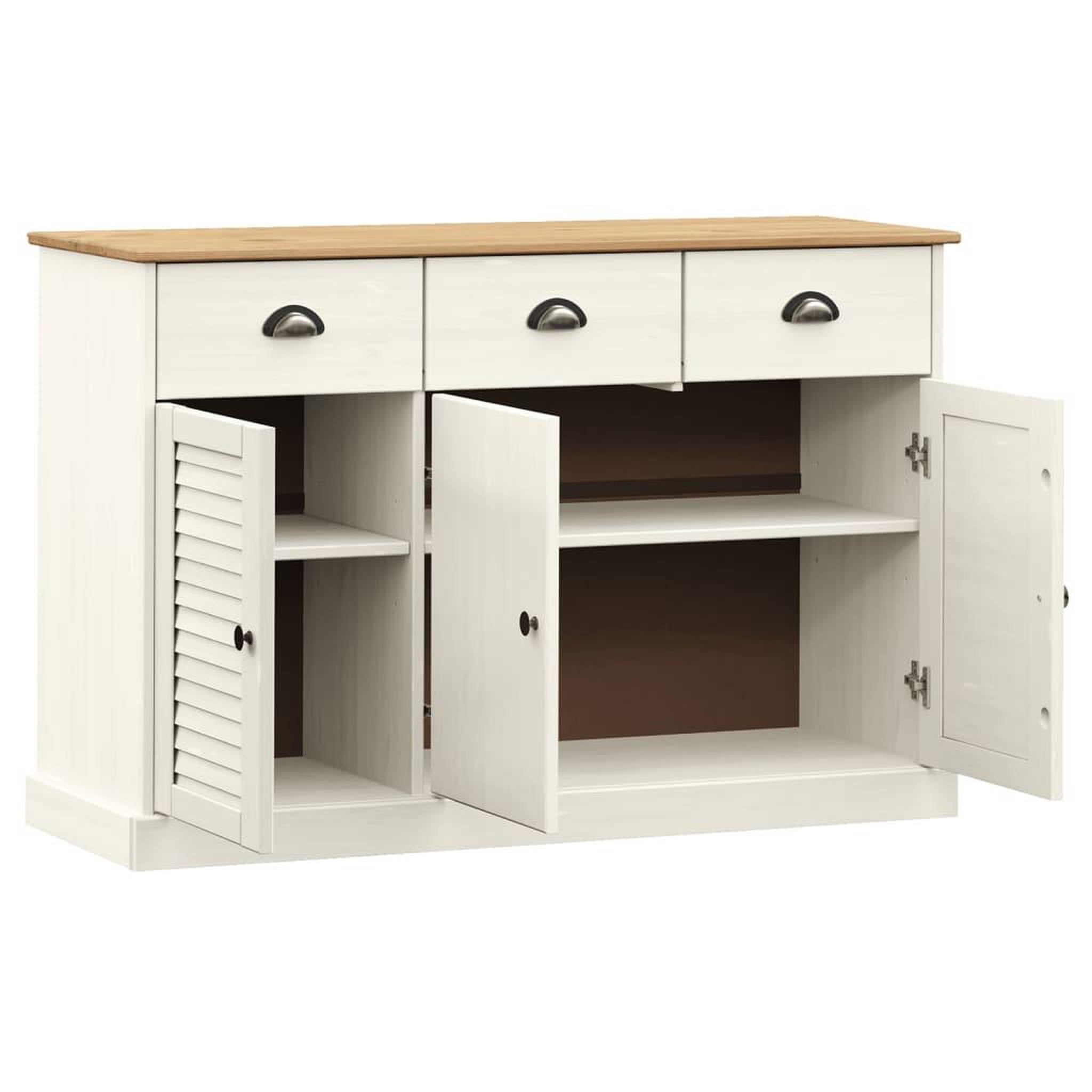 Voir la diapositive 4 : VIDAXL Buffet avec tiroirs VIGO 113x40x75 cm blanc bois massif de pin