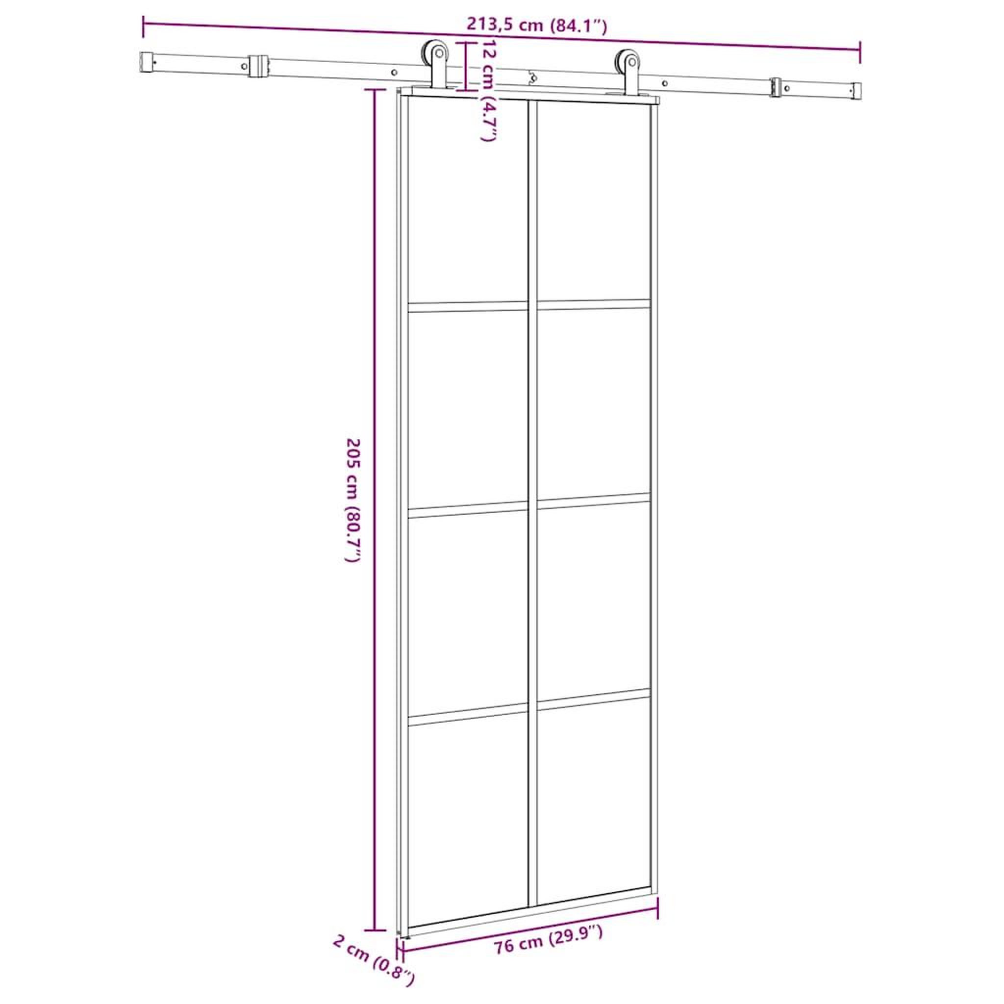 Voir la diapositive 6 : VIDAXL Porte coulissante avec kit de quincaillerie 76x205 cm Verre ESG