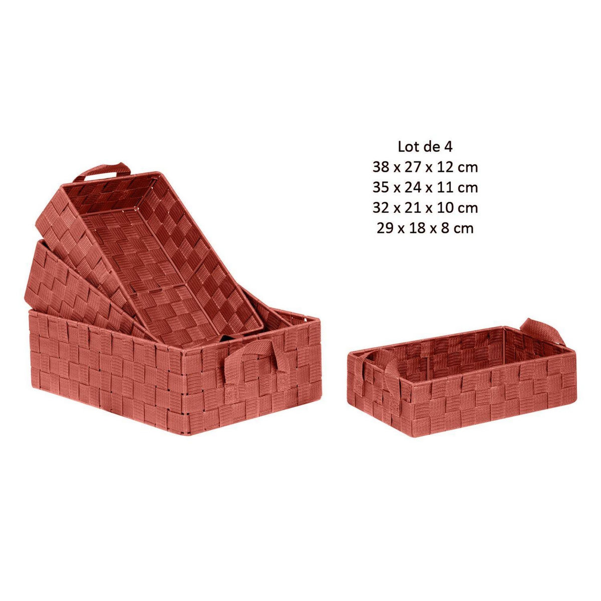 TOILINUX Lot de 4 Paniers avec 2 sangles en Polypropylène et Métal