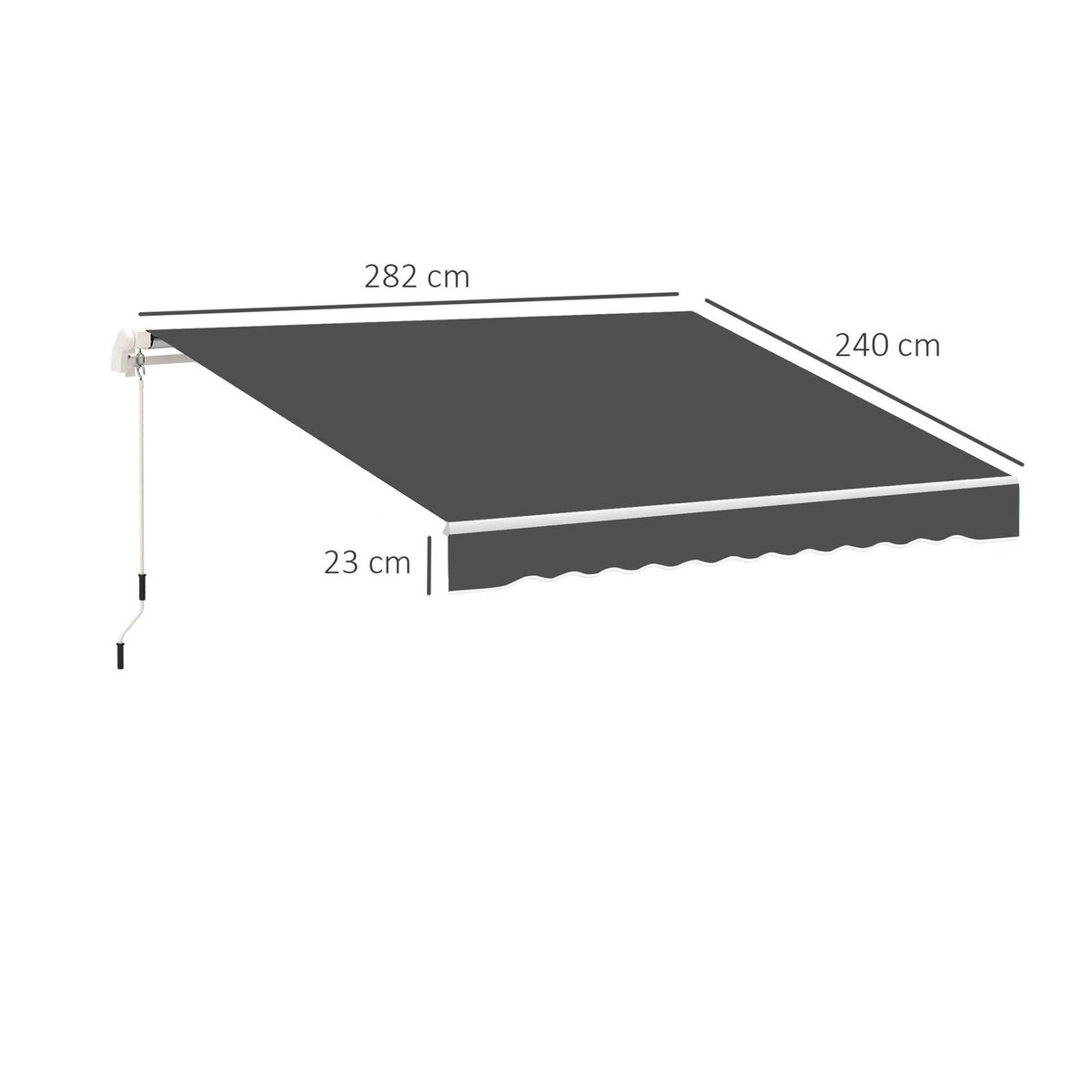 OUTSUNNY Toile de rechange store banne - lambrequin vagues douces - polyester haute densité 280 g/m² anti-UV dim. 2,82L x 2,4l (avancée) m gris